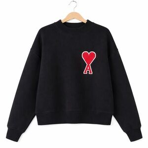 Authentic AMI Paris Ami De Coeur Heavyweight Fleece Sweatshirt Black M (Fits L)